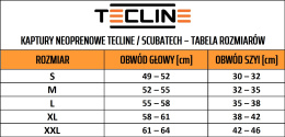 Tecline KAPTUR NEOPRENOWY 5/7 MM DO SUCHEGO KOMBINEZONU M